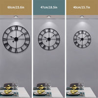 1 x RAW Customer Returns HAITANG Large Round Wall Clock Vintage Style Metal Silent Non Ticking Battery Powered 40cm 47cm 60cm Roman Numeral Clock Living Room Bedroom Decor - RRP €41.18