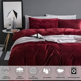 1 x RAW Customer Returns Michorinee Winter Plush Bedding Set 135x200 Cashmere Touch Fluffy Warm Coral Fleece Plain Duvet Cover with Zipper - Wine Red 135 x 200 cm 80 x 80 cm - RRP €32.26