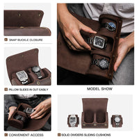 1 x RAW Customer Returns Contacts Contact s Genuine Leather Watch Box for Cylindrical Watches and Clocks, Coffee 2 for 2 Watches, Brown Coffee 2 - RRP €40.46