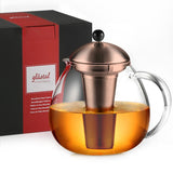 1 x RAW Customer Returns glastal glass bronze teapot 1500ml with 18 8 stainless steel tea strainer borosilicate glass tea maker glass jug suitable for tea warmer - RRP €24.9