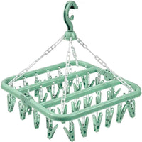 1 x RAW Customer Returns alladaga Clothes Dryer Hanger with 32 Clips and Drop-Foldable Hanging Rack Light Green  - RRP €11.72