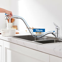 1 x RAW Customer Returns Auralum single lever kitchen faucet with 2 spray types, kitchen faucet extendable, sink faucet with 360 swivel, chrome single lever mixer tap for kitchen - RRP €49.99