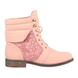 1 x RAW Customer Returns Elara Damen Stiefeletten Worker Boots Spitze Chunkyrayan B9812-KB Rosa-42 - RRP €38.95