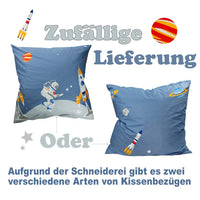 1 x RAW Customer Returns Children s bed linen 135x200 bed linen for children boys with astronaut and rocket pattern 100 cotton 80x80cm pillowcase with zipper 2 pieces blue - RRP €30.24