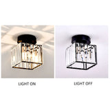 1 x RAW Customer Returns Modern Entrance Crystal Ceiling Light, E27 Mini Crystal Chandelier, LED Ceiling Lamp Square Lampshade Lamps for Hallway, Stairs, Living Room, Bedroom, Kitchen, Bar, Restaurant Black  - RRP €29.5