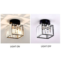 1 x RAW Customer Returns Modern Entrance Crystal Ceiling Light, E27 Mini Crystal Chandelier, LED Ceiling Lamp Square Lampshade Lamps for Hallway, Stairs, Living Room, Bedroom, Kitchen, Bar, Restaurant Black  - RRP €29.75