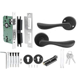 1 x RAW Customer Returns Door handles black, stainless steel black matt, door handle set side entrance door, side entrance door handle set black, room door handle toilet - bathroom black matt door handle for door thickness 35 - 45 mm - RRP €25.2