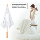 1 x RAW Customer Returns Ejoyous Lace Umbrella, Vintage Wedding Lace Embroidery Wedding Umbrella Bridal Umbrella Parasol Women s Hand Umbrella for Decoration Bride Photo Props Costume White  - RRP €25.57