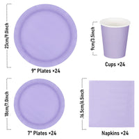 1 x RAW Customer Returns Party Tableware 96 Pieces Purple Kids Birthday Girl Party Decoration Accessories Set Paper Tableware Set - RRP €18.14