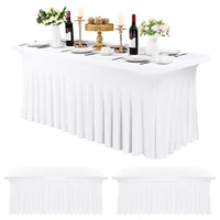 1 x RAW Customer Returns Packs Spandex Table Skirts 72 x 30 Stretch Tablecloth for Rectangular Tables Wrinkle Resistant Tablecloth with Skirt Spandex Tablecloth Table Skirt for Wedding Banquet Trade Shows White - RRP €56.18