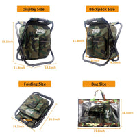 1 x RAW Customer Returns Zology Folding Camping Chair Stool Backpack with Insulated Cooling Picnic Bag, Portable Camouflage Hiking High Chair Table for Outdoor Indoor Fishing Travel Beach BBQ - RRP €40.32