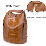 1 x RAW Customer Returns Kiepoar Women s Leather Backpack Shoulder Bag Elegant Bucket Bag, Large Leather Backpack Waterproof 2 in 1 as Fashion Backpack and Shoulder Bag, Daypack Lightweight Fashion, Bag for Work School Travel, Brown - RRP €42.99