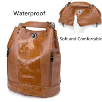 2 x RAW Customer Returns Kiepoar women s leather backpack shoulder bag elegant bucket bag, large leather backpack waterproof 2 in 1 as fashion backpack and shoulder bag, daypack lightweight fashion, bag for work school travel, brown - RRP €85.98