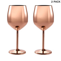 1 x RAW Customer Returns DEAYOU 2 Pack 480ml Rose Gold Stainless Steel Wine Glass for Champagne Indoor Outdoor Party - RRP €20.16