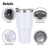 1 x RAW Customer Returns Livole 30oz 900ml drinking cup for men, women, thermal mug coffee to go, camping cup, double-walled stainless steel cup with straw, insulated vacuum coffee cup, travel mug, white - RRP €18.66