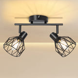 1 x RAW Customer Returns KYOTECH Adjustable ceiling spotlights with 2 lights ceiling lamp LED ceiling light E14 connection, For 2 E14 bulbs not included, Adjustable Black Wall Spotlights for Living Room and Bedroom - RRP €28.27