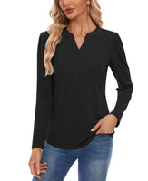 1 x RAW Customer Returns MINTLIMIT Women s Elegant Long Sleeve Tops Large Size T-Shirt V Neck Blouses Tunics EU 52 B-Black XXL  - RRP €25.2