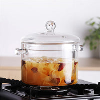 1 x RAW Customer Returns 1.5L glass pot glass pan stew pan with covered lid for cooking glass cooking pot soup pot transparent heat resistant high borosilicate glass bowl glass cooking pot - RRP €19.86