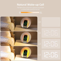 1 x RAW Customer Returns COLSUR Wake-up Light, Sunrise Simulation Light Alarm Clock with Wireless Charging, White Noise Machine with 7 Natural Sounds for Baby, Bluetooth Speaker Snooze Function - RRP €49.99