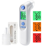 1 x RAW Customer Returns Ear thermometer for baby adults, ear thermometer with age precision and color-coded temperature display, digital infrared thermometer with 21 disposable protective caps - RRP €39.99