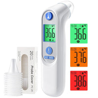 1 x RAW Customer Returns Ear thermometer for baby adults, ear thermometer with age precision and color-coded temperature display, digital infrared thermometer with 21 disposable protective caps - RRP €29.99