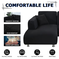 1 x RAW Customer Returns Lydevo sofa cover corner sofa L shape sofa throws stretch sofa cover L shape right or left with two pillowcases washable universal couch cover L shape sofa cover L shape 3 seater 4 seater, black  - RRP €59.59