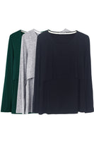 1 x RAW Customer Returns Smallshow Women s Nursing Shirt Long Sleeve Maternity Shirt Pack of 3, Black Grey Deep Green, M - RRP €44.99