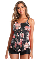 1 x RAW Customer Returns Summer Mae Women s Tankini Flounces Swimsuit with Swim Shorts Two Piece Swimwear Flowers XL - RRP €38.56