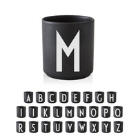 1 x RAW Customer Returns Design Letters Porcelain Coffee Mug AZ Black Use as a toothbrush mug Gifts for women, men Decorative design mug in premium porcelain with engraved letter - RRP €20.1