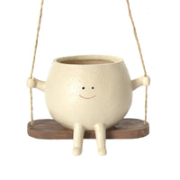 1 x RAW Customer Returns Hanging flower pots with swing face - cute flower pot with smile face and swing, swing face planter for home and garden, gift for mother and teaching, Christmas, teacher recognition - RRP €21.17