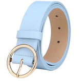 1 x RAW Customer Returns MESHIKAIER 41 1.3 inch Women Fashion Leather Belt Waist Belt Casual Waist Belt Waist Belt Waist Belt Waist Belt Waist Belt Waist Belt Belt with Blue and Pink Metal Buckle. One size - RRP €24.0