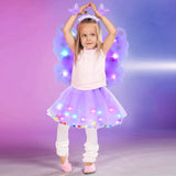 1 x RAW Customer Returns Tacobear Luminous Fairy Costume Fairy Wings Butterfly Wings with Headband Magic Wand Fairy Tattoos LED Tutu Tulle Skirt Girls Children Halloween Carnival Fairies Birthday Party Fancy Dress Costume Purple  - RRP €20.47