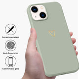 1 x Brand New Mitetabo iPhone 15 Silicone Case with Gold Love Heart, Mobile Phone Case iPhone 15 Thin Case Slim Scratch-Resistant All-Round Protection Protective Case for iPhone 15 6.1 Inch Copper Green - RRP €9.06