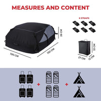 1 x RAW Customer Returns Car Roof Rack Bag 585 liters . Waterproof Car Roof Bag Made of Oxford 600 PVC Interior, Flexible with 6 Straps for Installation in Cars with or without Roof Rack. 130x100x45cm  - RRP €78.98