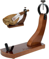 1 x RAW Customer Returns Jamonprive Walnut Lacquered Ham Holder and Non-Slip Rubber Knife Chair - Ham holder ideal for Serrano and Iberian Ham - RRP €35.99