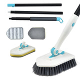 1 x RAW Customer Returns YVVV 3-in-1 Bathroom Cleaning Brush, 51 130cm with Adjustable Long Handle Bath Brush, 180 Rotate Scrubber Sponge Brush, for Bathroom Tiles Toilet Tub White  - RRP €22.12