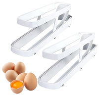 1 x RAW Customer Returns 2 Pack Automatic Egg Rack, Double Layer Egg Rack, Egg Dispenser, Plastic, 12 to 14 Eggs, for Roll Egg Sorter to Store Eggs on Refrigerators, Cabinets and Counters - RRP €21.17