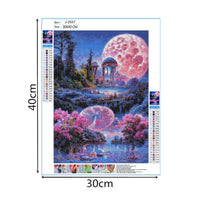 5 x Brand New YOUYIDUN 5D DIY Diamond Painting Kit, Pink Moon Diamond Art Painting Kit, Cross Embroidery Digital Canvas Gift, Adult, Wall, Home Decoration Painting Supplies - RRP €102.0