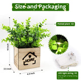 1 x RAW Customer Returns AceList Pack of 2 artificial plants with LED lights in a wooden box, 11 x 9 x 26 cm artificial plants in a pot for home office desk kitchen decoration, Valentine s Day Mother s Day - RRP €29.99