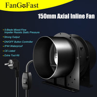 1 x RAW Customer Returns FanGoFast 150mm axial duct fan kit, 334m h axial fan exhaust fan duct fan with ON OFF switch and 3m hose for grow tent, garage, tool room, office - RRP €65.99