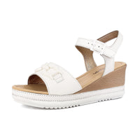 1 x RAW Customer Returns inblu Women s Wedge Heel and Chain, Matt Sur Ton, Adjustable Strap and Padded Footbed, from 35 to 41 Sandals, White, 38 EU - RRP €60.0