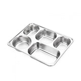 1 x RAW Customer Returns QOTSTEOS Stainless Steel Divided Tray 5 Compartments Rectangular Divided Adult Kids Compact Metal Serving Platter Food Snack Camping Dishes - RRP €16.38