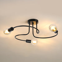 1 x RAW Customer Returns Pheashine Ceiling Light Vintage, Industrial, Black 3-Flame Ceiling Lamp E27 Chandelier Ceiling Light Industrial for Living Room, Bedroom, Kitchen, Hallway, Without Bulb - RRP €31.98