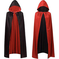 2 x Brand New ZYYRSS Halloween Vampire Capes, Black Red Reversible Unisex Cloak Hood Cape for Halloween Christmas Witch Cosplay Small  - RRP €23.18