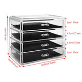 1 x RAW Customer Returns HJZ Makeup Organizer, Acrylic Cosmetic Make Up Storage Organizer Drawers 23.5x13x19.5 cm 4 Levels 4 Drawers Large, Storage Boxes for Jewelry and Cosmetics, Transparent - RRP €33.43