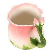 10 x Brand New Winverty 320 ml rose mug, rose cup, coffee cup, tea cup, mulled wine mug, ceramic mug, porcelain mug, flower cup, flower mug, with spoon pink  - RRP €244.4