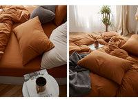 1 x RAW Customer Returns Lanqinglv bed linen 200x200cm caramel brown microfiber bed linen set plain double bed duvet cover with zipper and 2 pillowcases 80x80 cm - romantic and elegant - RRP €35.27