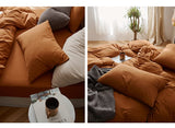 1 x RAW Customer Returns Lanqinglv bed linen 200x200cm caramel brown microfiber bed linen set plain double bed duvet cover with zipper and 2 pillowcases 80x80 cm - romantic and elegant - RRP €35.27