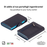 1 x RAW Customer Returns Moneyhold Slim Wallet - Card case for men - Mini wallet for men also with coin compartment - Card wallet for men small 2 - With coin holder, 1E - Saffiano blue  - RRP €34.99