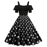 1 x RAW Customer Returns Wellwits Women s Black Top Red Polka Dots Celebration Retro 1950s Dress 2XL - RRP €26.98